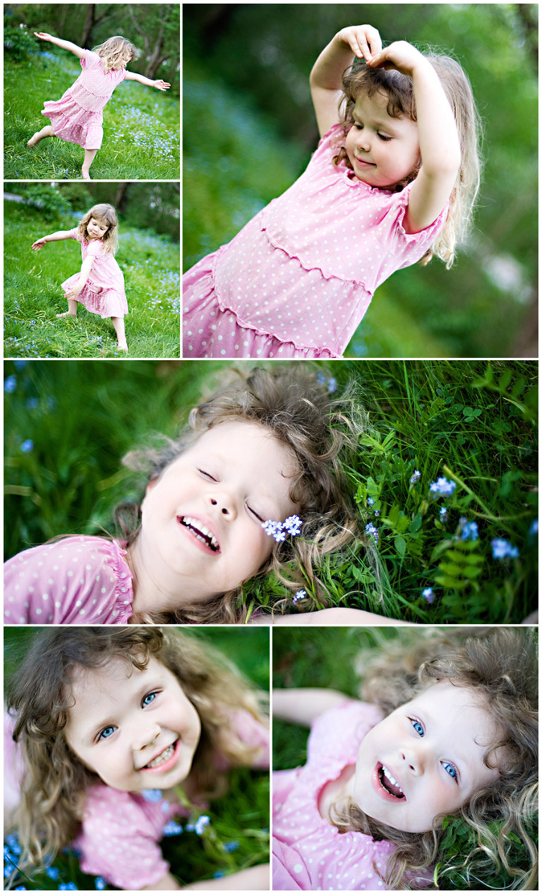 child dancing in the grass