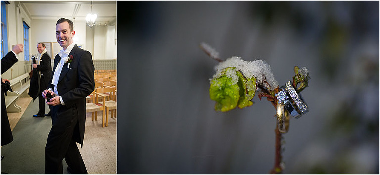 bröllopsfotograf stockholm, vigselringar, vinterbröllop