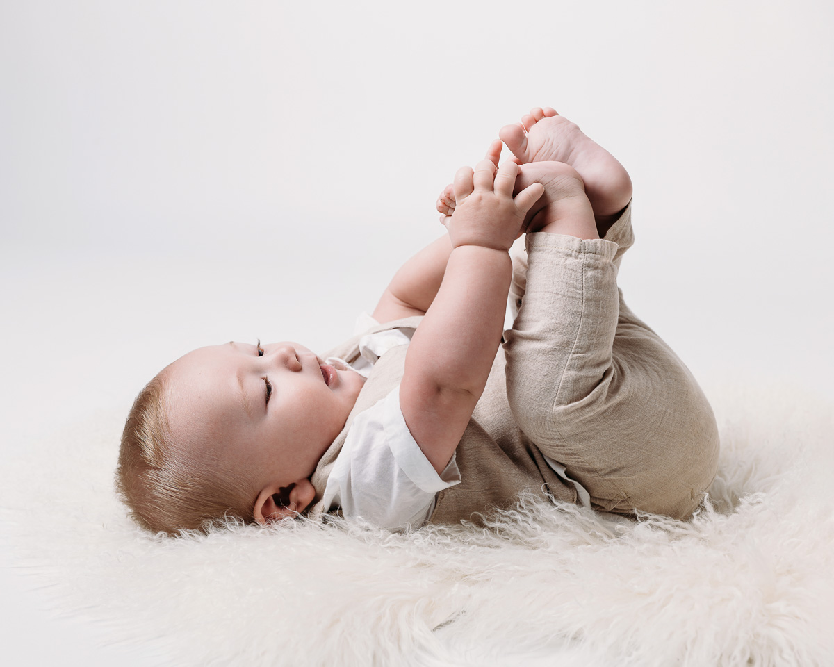 1-års fotografering i fotostudio, babyfoto