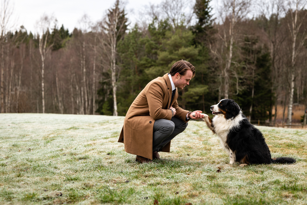 hund med ägare, hundfoto